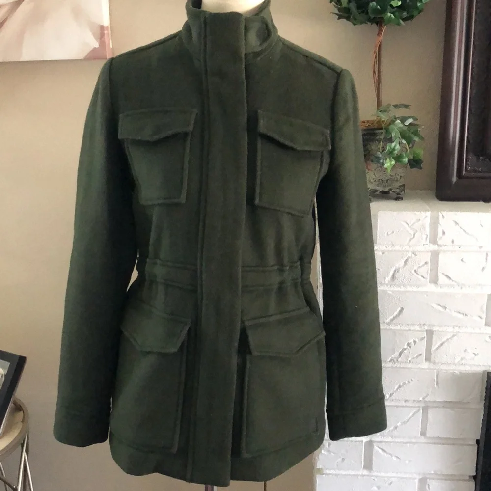 Lucky Brand Olive Green Military Style Field Jacket Wool Blend - Picture 2 of 15
